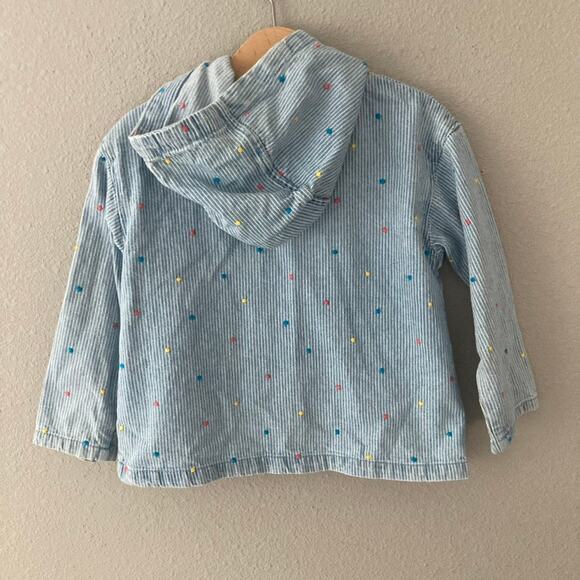Zara Baby Embroidered Polka Dot Hooded Denim Jacket - Blue - 3/4 - Picture 3 of 10